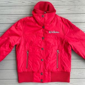 Harley Davidson Womens Moto Jacket Red Embroidered Y2K S